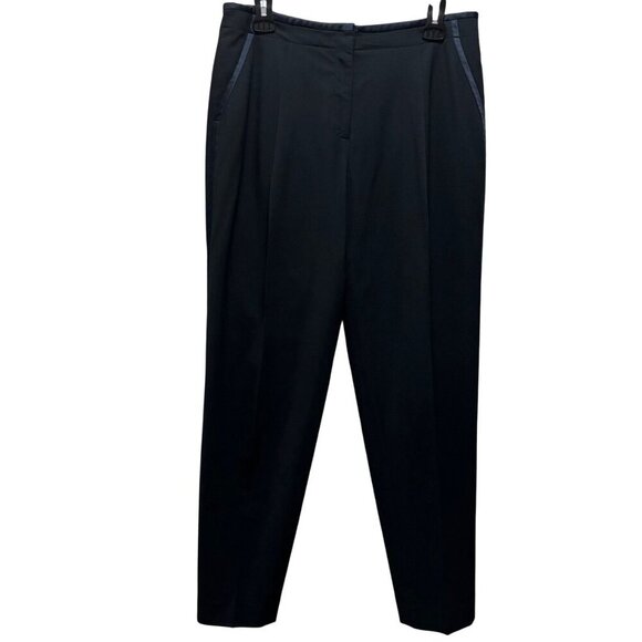 Lafayette 148 New York Black Trousers Size 8 Decorative side stripe In Navy - Picture 1 of 9